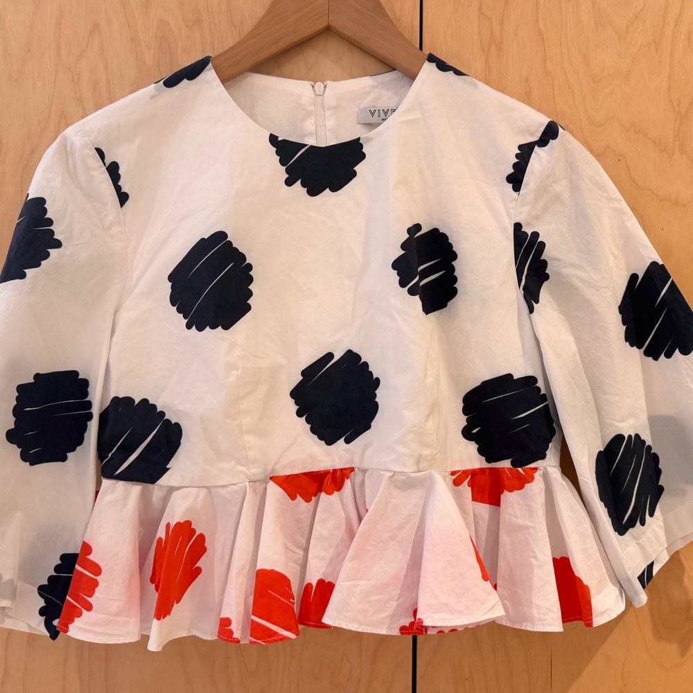 Cropped peplum cotton top